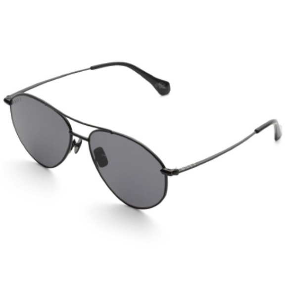 DIFF Peachy Sunglasses Polarized Aviators Black Frame Blackout Lenses NIB main image 7